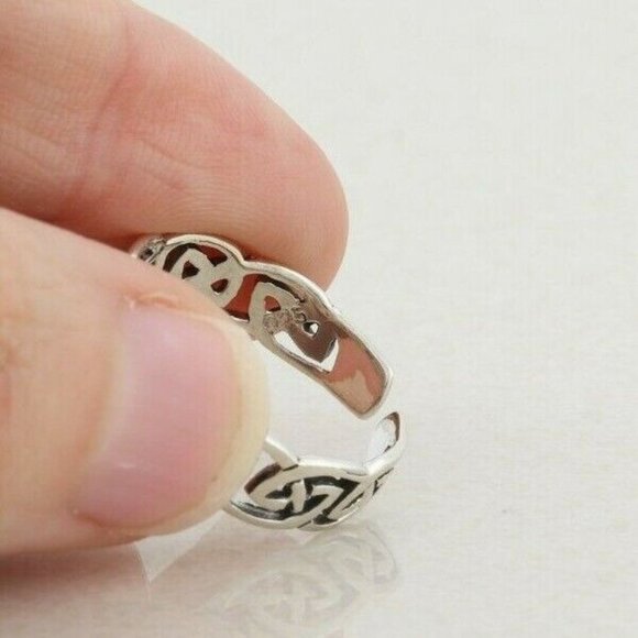 Sterling Silver Celtic Design Toe Ring Size 4 Adjustable - Picture 6 of 7
